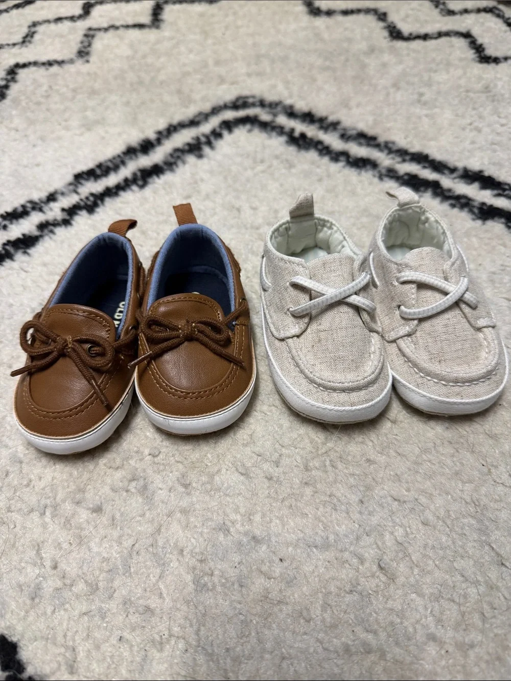 Old Navy Brown and Carter’s Cream Baby Boat Shoes Duo
